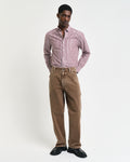 WINE RED, REG CLASSIC POPLIN STRIPE SHIRT BY GANT AU.