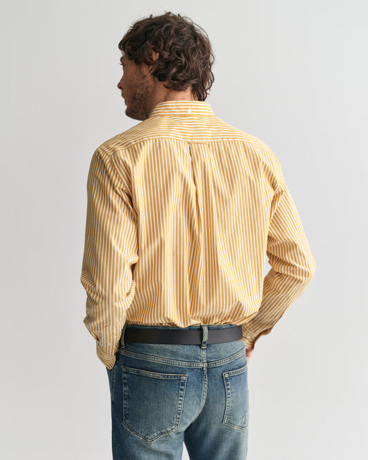 MAPLE YELLOW, REG CLASSIC POPLIN STRIPE SHIRT, BACK-VIEW BY GANT AU.