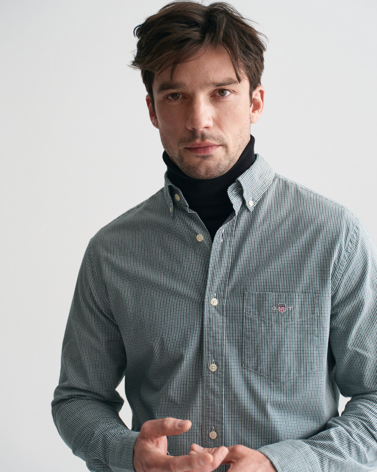 Regular Fit Micro Gingham Poplin Shirt