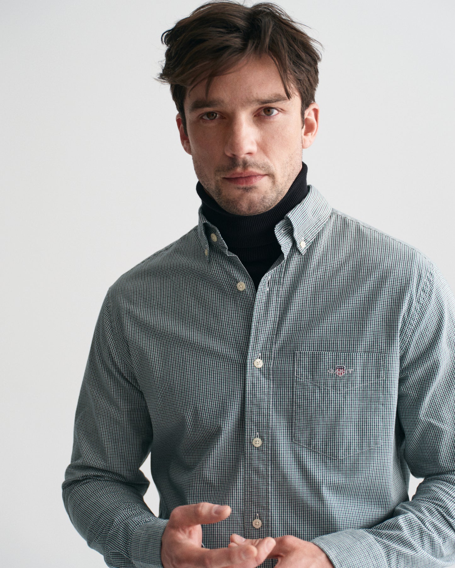 Regular Fit Micro Gingham Poplin Shirt