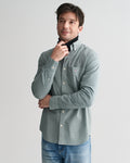 DEEP FOREST GREEN, REG POPLIN MICRO GINGHAM SHIRT, FRONT-VIEW BY GANT AU.