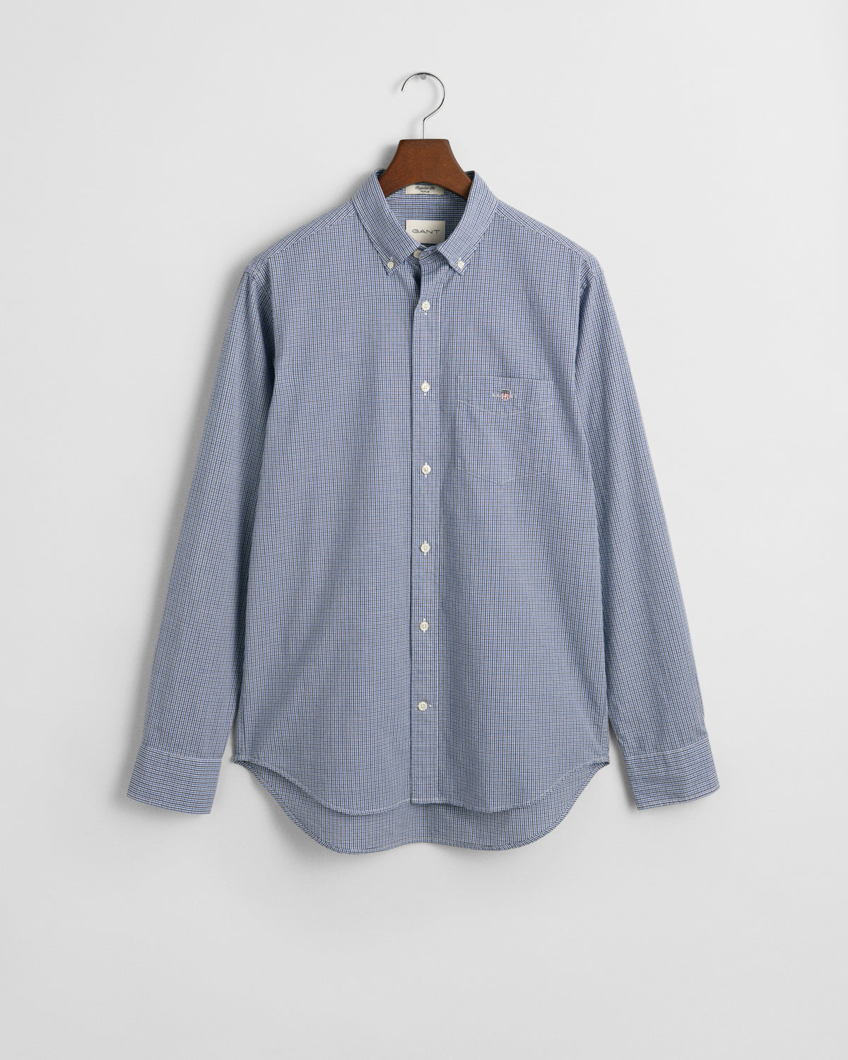 COLLEGE BLUE, REG POPLIN MICRO GINGHAM SHIRT, FLAT-LAY BY GANT AU.