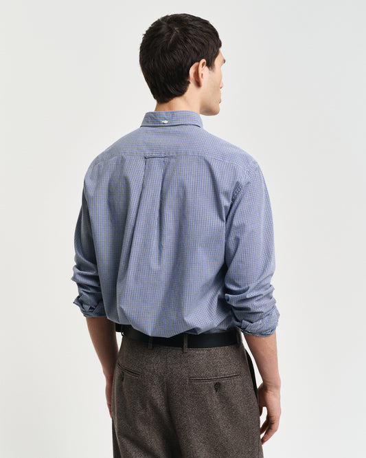 COLLEGE BLUE, REG POPLIN MICRO GINGHAM SHIRT, BACK-VIEW BY GANT AU.