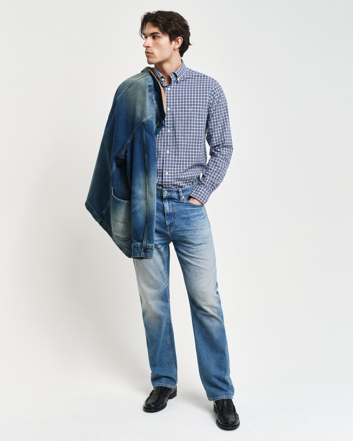 COLLEGE BLUE, REG POPLIN SMALL CHECK SHIRT BY GANT AU.