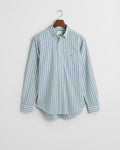 DEEP FOREST GREEN, REG POPLIN STRIPE SHIRT, FLAT-LAY BY GANT AU.