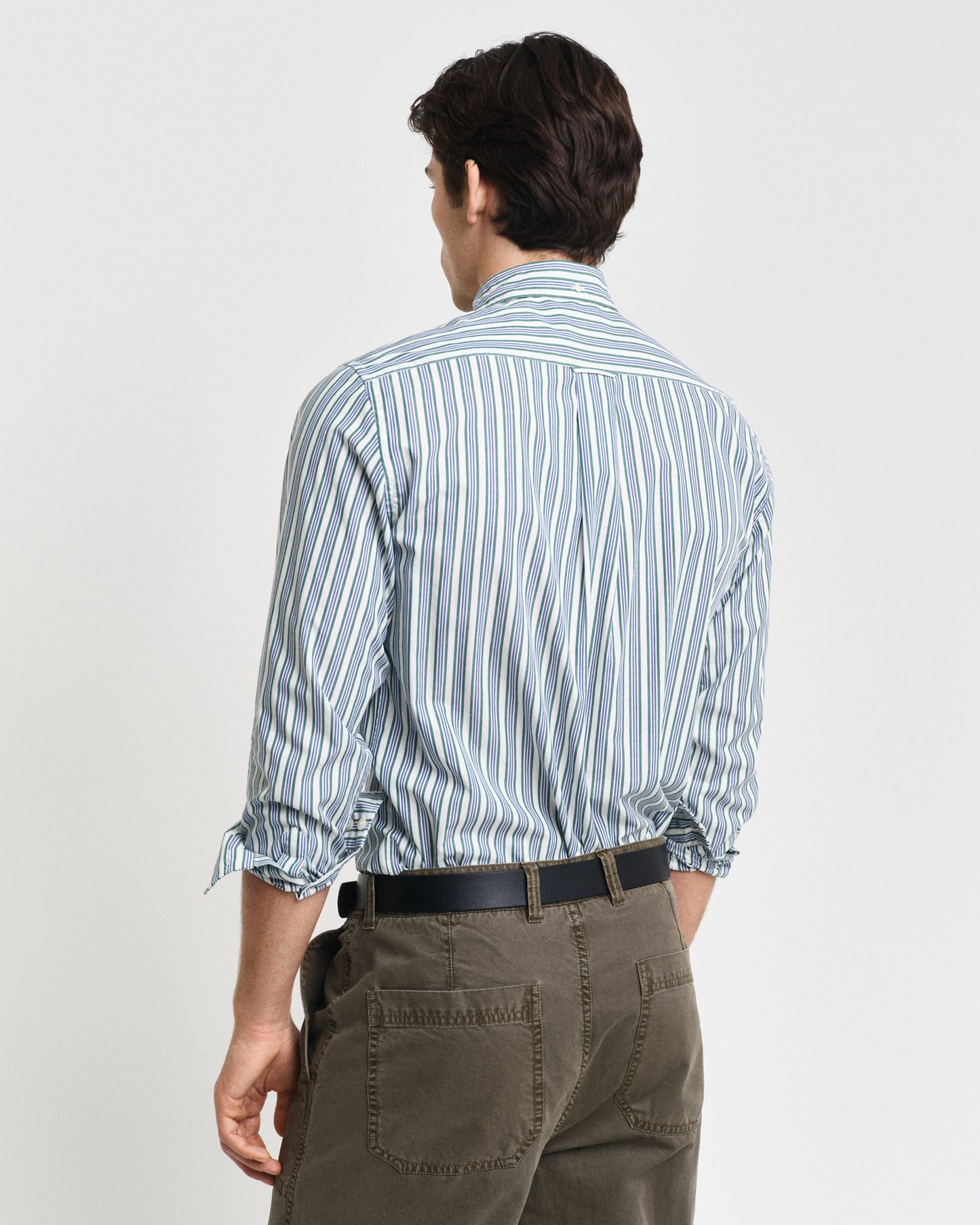 DEEP FOREST GREEN, REG POPLIN STRIPE SHIRT, BACK-VIEW BY GANT AU.