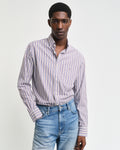WINE RED, REG POPLIN STRIPE SHIRT, FRONT-VIEW BY GANT AU.