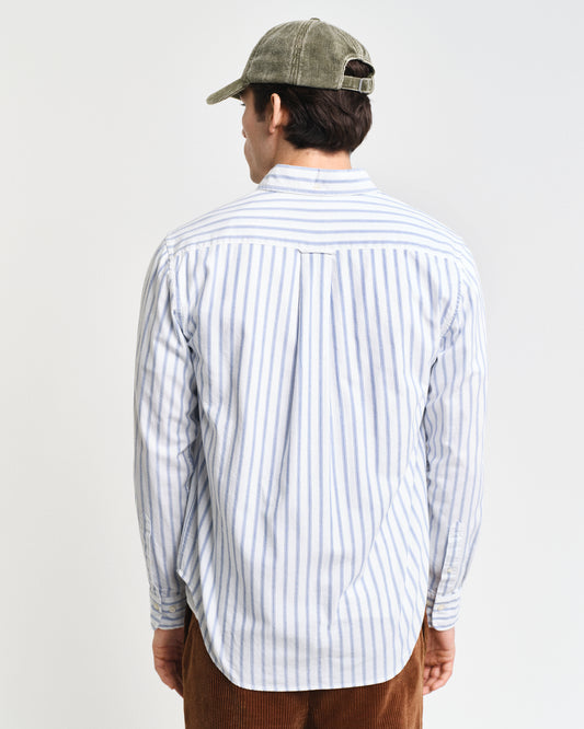 EGGSHELL, REG ARCHIVE OXFORD STRIPE SHIRT, BACK-VIEW BY GANT AU.