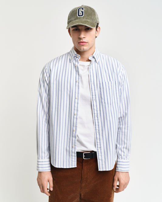EGGSHELL, REG ARCHIVE OXFORD STRIPE SHIRT, FRONT-VIEW BY GANT AU.