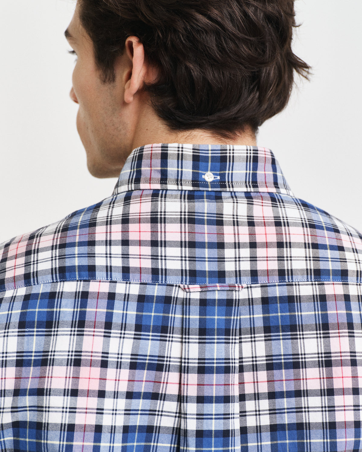 MODEL WEARING REG ARCHIVE OXFORD CHECK SHIRT