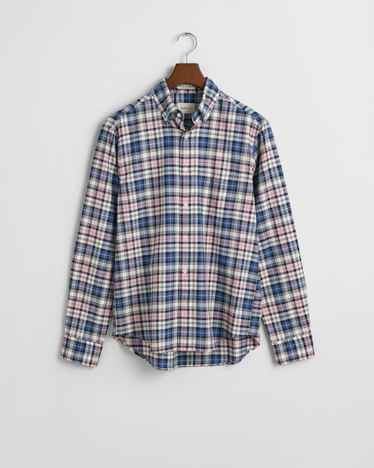 DUSTY PINK, REG ARCHIVE OXFORD CHECK SHIRT, FLAT-LAY BY GANT AU.