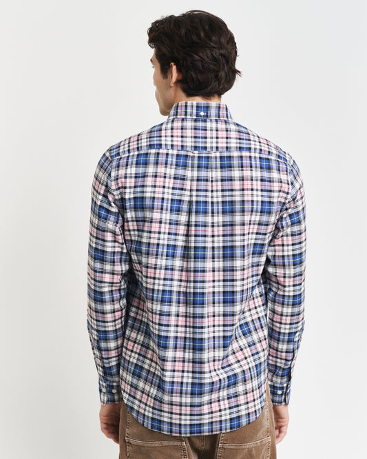 DUSTY PINK, REG ARCHIVE OXFORD CHECK SHIRT, BACK-VIEW BY GANT AU.