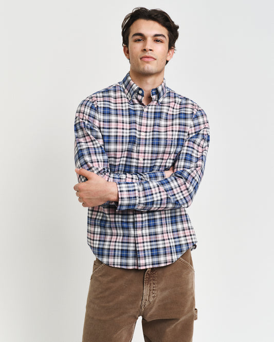 DUSTY PINK, REG ARCHIVE OXFORD CHECK SHIRT, FRONT-VIEW BY GANT AU.