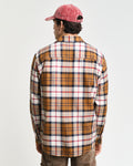 WARM EARTH, HERRINGBONE CHECK OVERSHIRT, BACK-VIEW BY GANT AU.