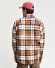 WARM EARTH, HERRINGBONE CHECK OVERSHIRT, BACK-VIEW BY GANT AU.