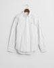 WHITE, SLIM OXFORD STRETCH STRIPE SHIRT, FLAT-LAY BY GANT AU.