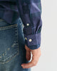 MODEL WEARING REG GMNT DYED CHECK SHIRT