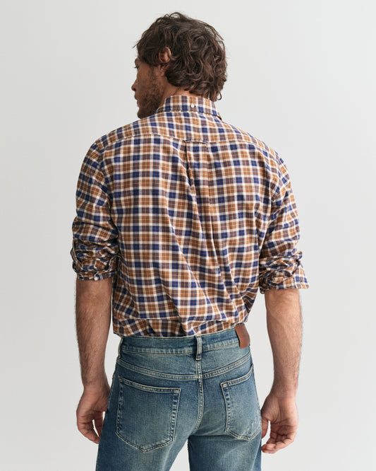 CACOA, REG LIGHT TWILL CHECK SHIRT, BACK-VIEW BY GANT AU.