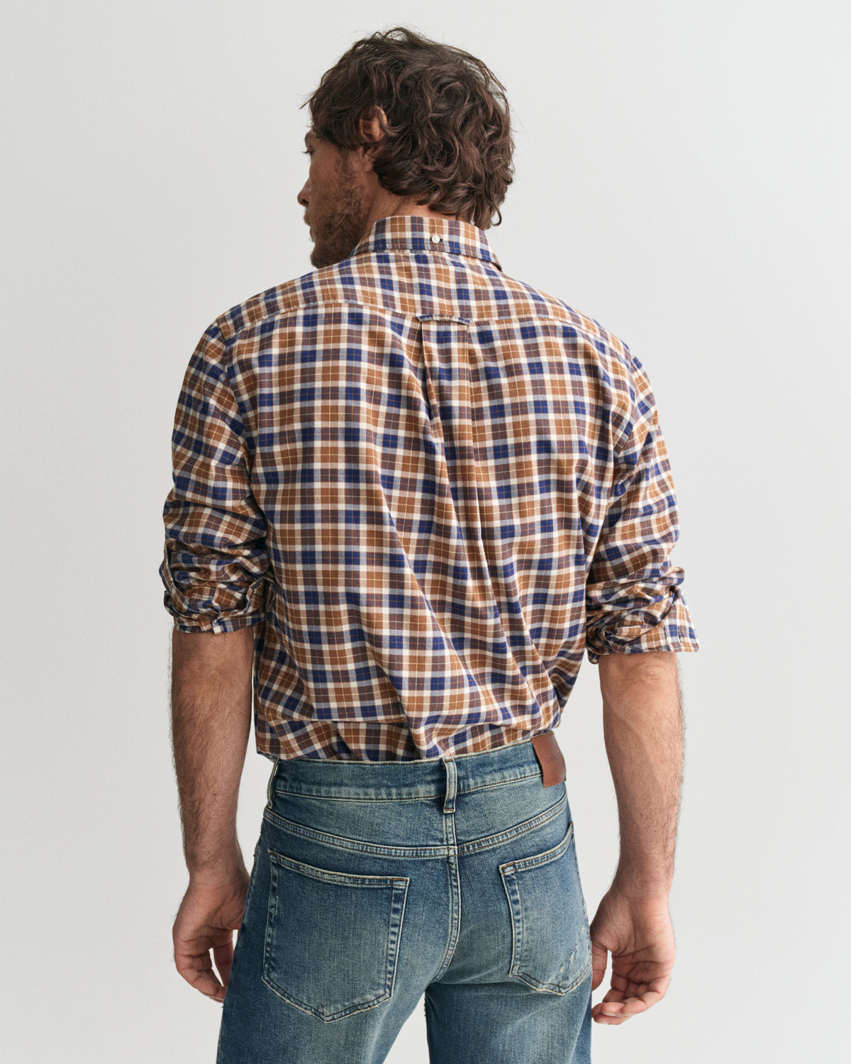 CACOA, REG LIGHT TWILL CHECK SHIRT, BACK-VIEW BY GANT AU.