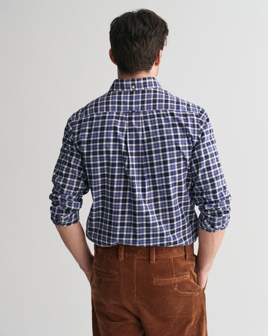 SAILOR NAVY, REG LIGHT TWILL CHECK SHIRT, BACK-VIEW BY GANT AU.