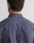 PERSIAN BLUE, REG JASPE TATTERSALL SHIRT, CLOSE-UP BY GANT AU.