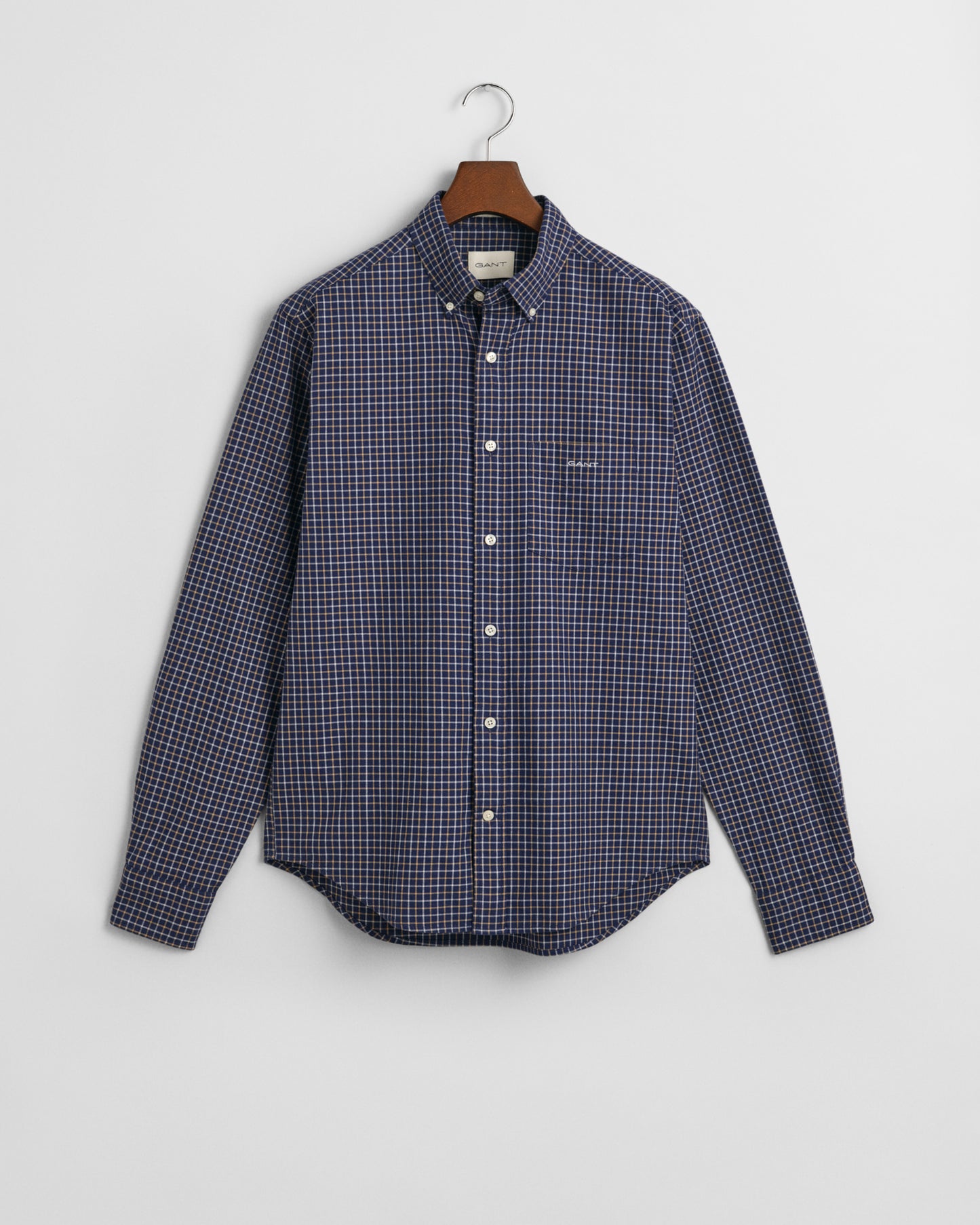 PERSIAN BLUE, REG JASPE TATTERSALL SHIRT, FLAT-LAY BY GANT AU.
