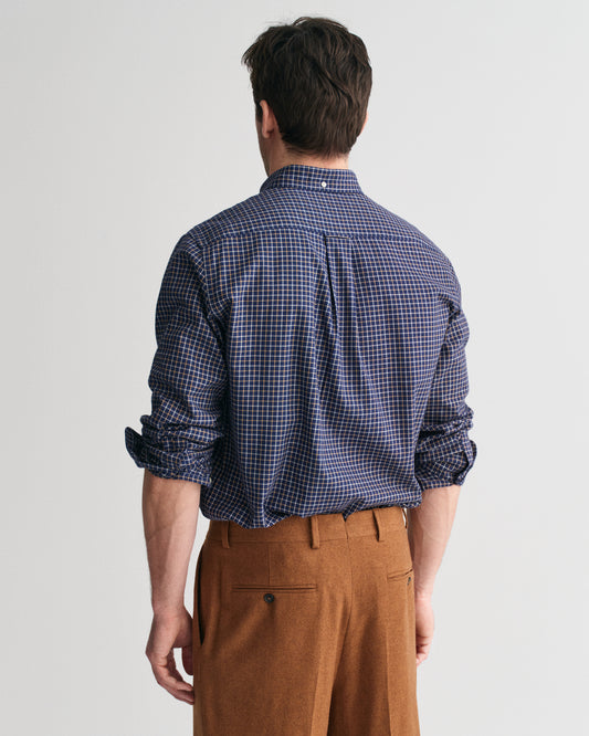 PERSIAN BLUE, REG JASPE TATTERSALL SHIRT, BACK-VIEW BY GANT AU.