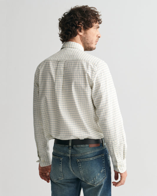 BURNT WHEAT, REG CLASSIC OXFORD CHECK SHIRT, BACK-VIEW BY GANT AU.