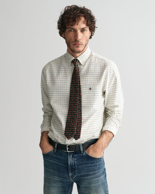 BURNT WHEAT, REG CLASSIC OXFORD CHECK SHIRT, FRONT-VIEW BY GANT AU.