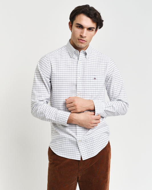 LIGHT BLUE, REG CLASSIC OXFORD CHECK SHIRT, FRONT-VIEW BY GANT AU.