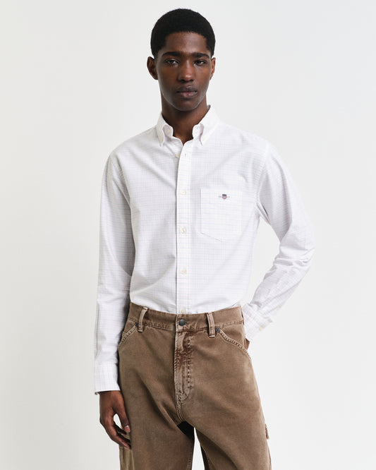 LIGHT PINK, REG CLASSIC OXFORD CHECK SHIRT, FRONT-VIEW BY GANT AU.