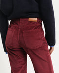 MODEL WEARING CORDUROY FLARE JEANS
