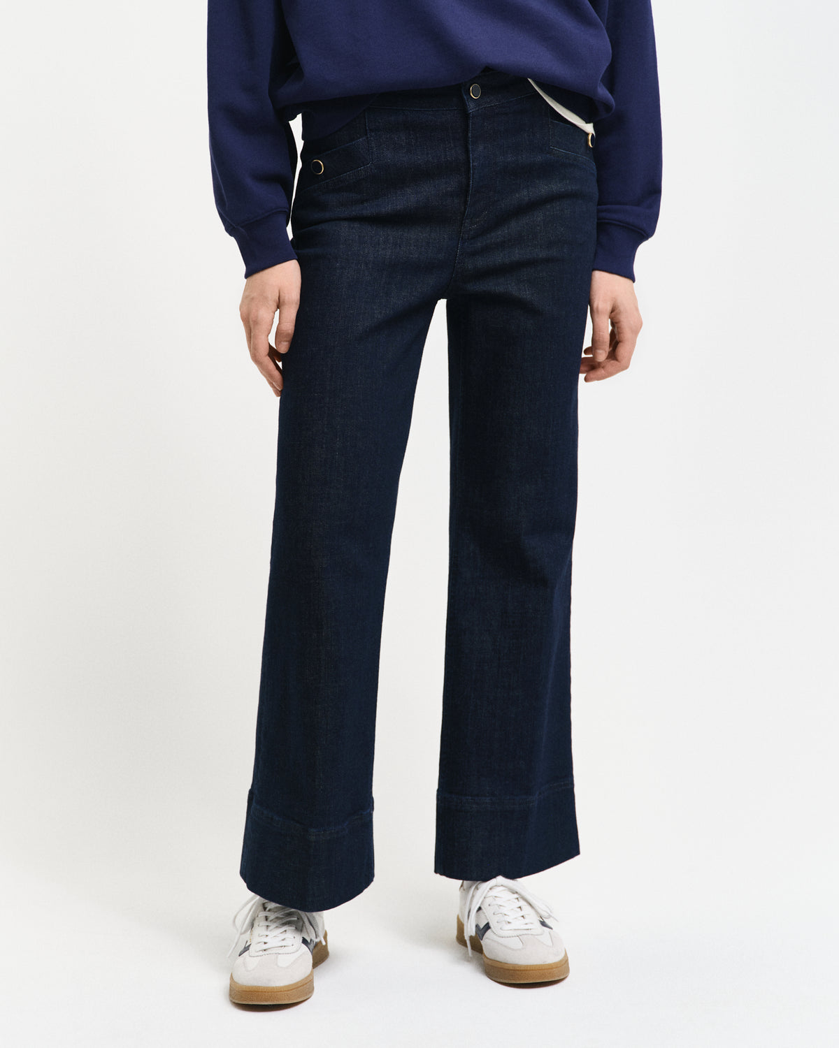 Creased Denim Cropped Leg Jeans