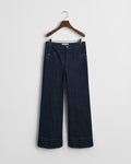DARK BLUE RAW, CROPPED CREASED DENIM, FLAT-LAY BY GANT AU.
