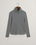 EVENING BLUE, SLIM STRIPED RIBBED TURTLENECK BY GANT AU.