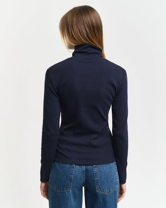 EVENING BLUE, SLIM RIB TURTLENECK, BACK-VIEW BY GANT AU.