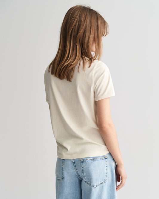 CREAM, REG G BADGE SS T-SHIRT, BACK-VIEW BY GANT AU.
