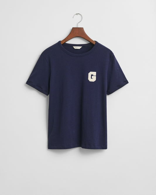 CLASSIC BLUE, REG G BADGE SS T-SHIRT BY GANT AU.