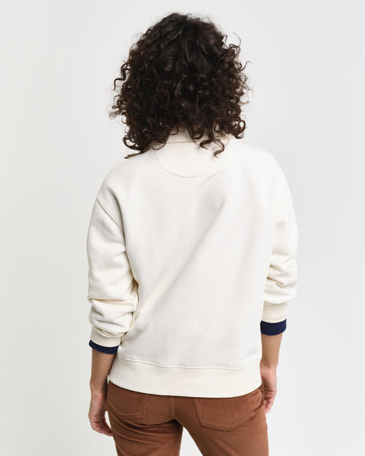 CREAM, G BADGE C-NECK SWEAT, BACK-VIEW BY GANT AU.