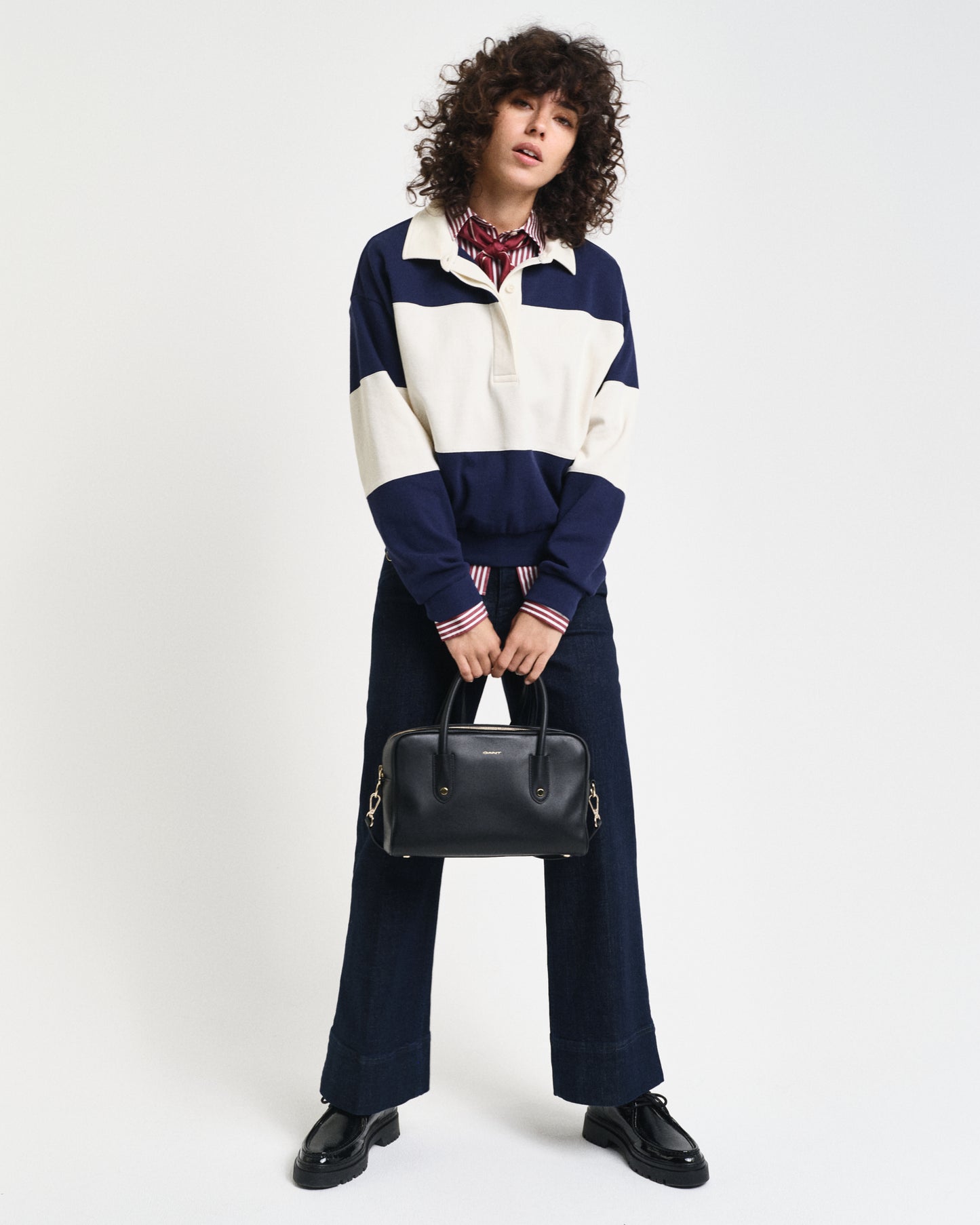 CLASSIC BLUE, PIQUE TEXTURE COLOR BLOCK RUGGER BY GANT AU.