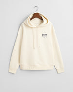 CREAM, SMALL GRAPHIC HOODIE, FLAT-LAY BY GANT AU.