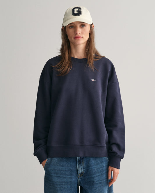 EVENING BLUE, SHIELD C-NECK SWEAT, FRONT-VIEW BY GANT AU.