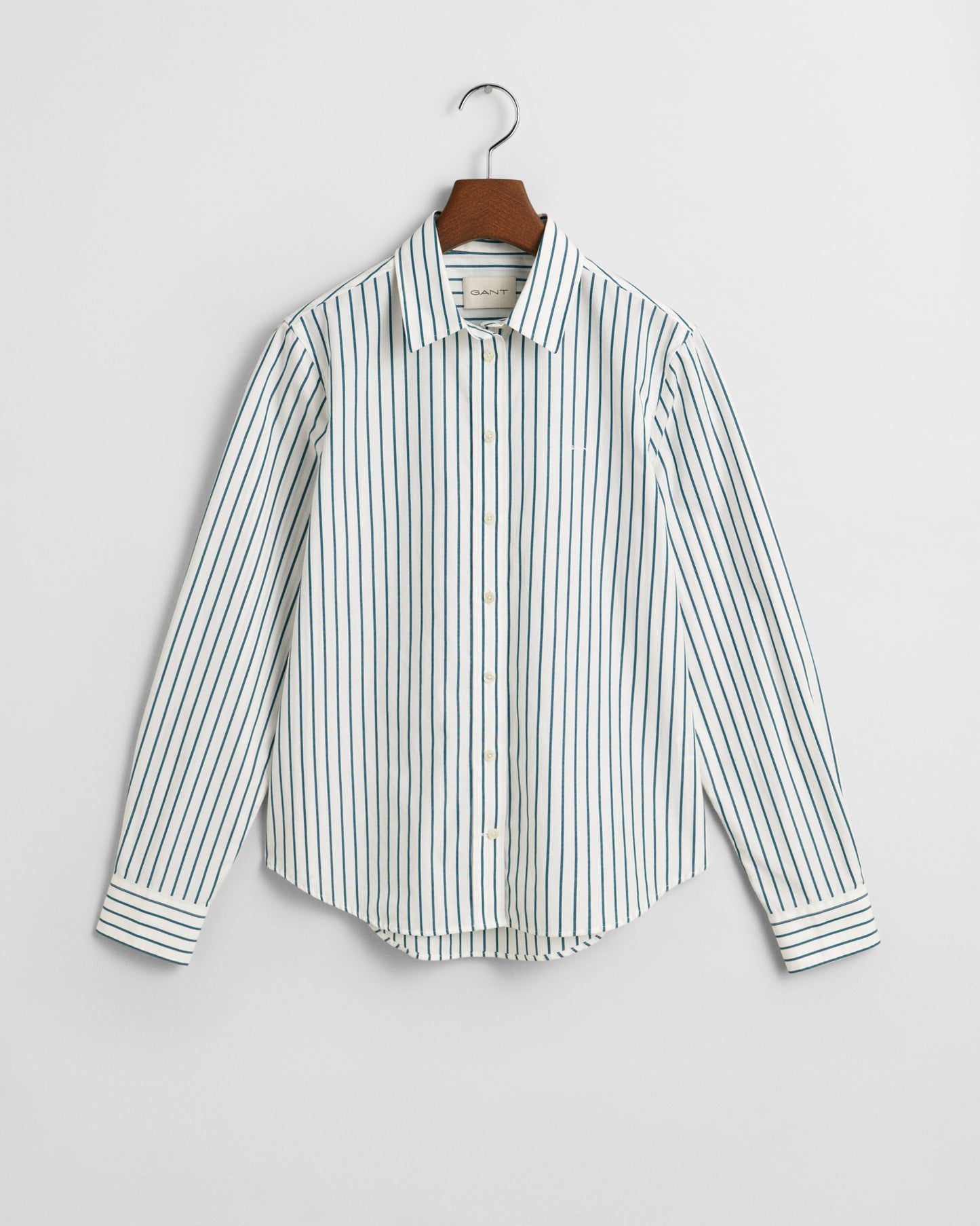 DEEP FOREST, REG CLASSIC POPLIN STRIPED SHIRT, FLAT-LAY BY GANT AU.