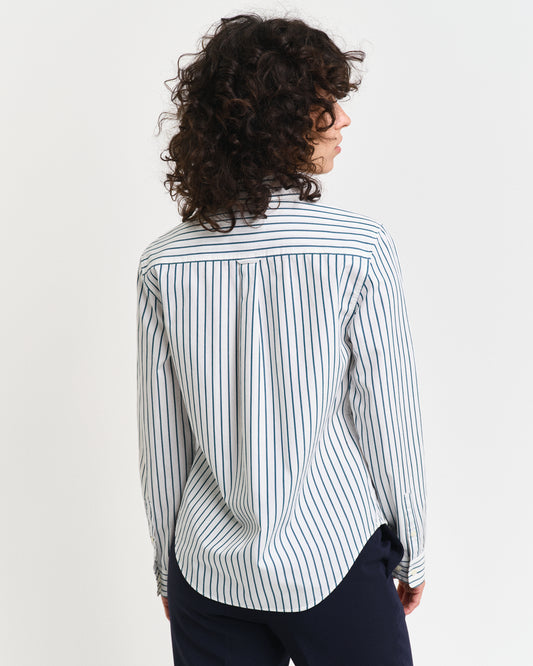 DEEP FOREST, REG CLASSIC POPLIN STRIPED SHIRT, BACK-VIEW BY GANT AU.