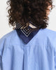 MODEL WEARING REL CLASSIC POPLIN STRIPED SHIRT