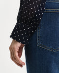 EVENING BLUE, REG DOT PRINT BOW BLOUSE, CLOSE-UP BY GANT AU.