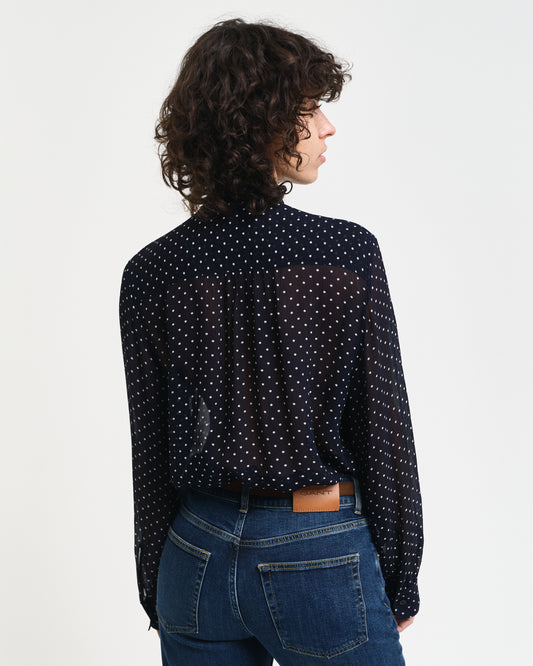 EVENING BLUE, REG DOT PRINT BOW BLOUSE, BACK-VIEW BY GANT AU.