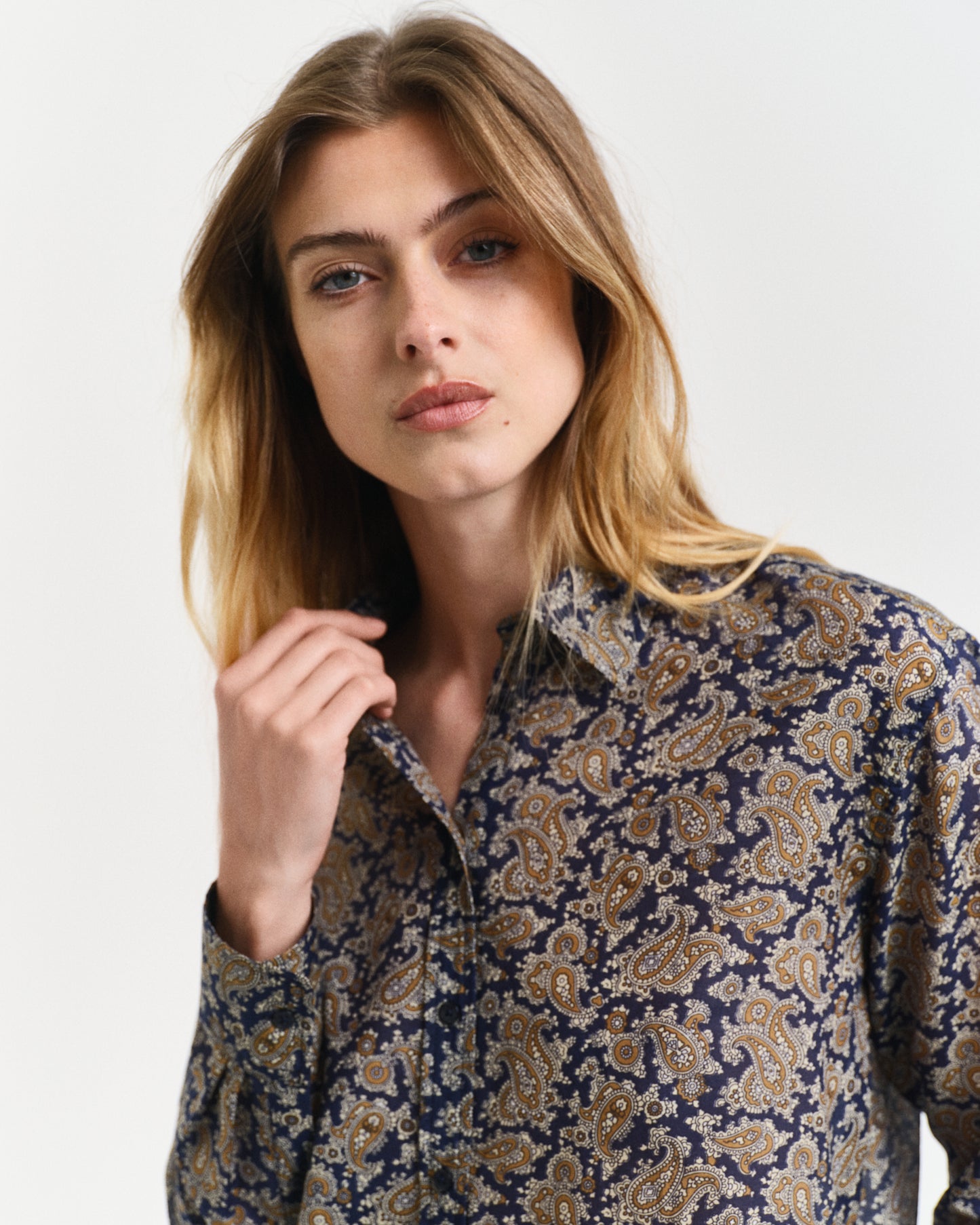 Relaxed Fit Paisley Cotton Silk Shirt