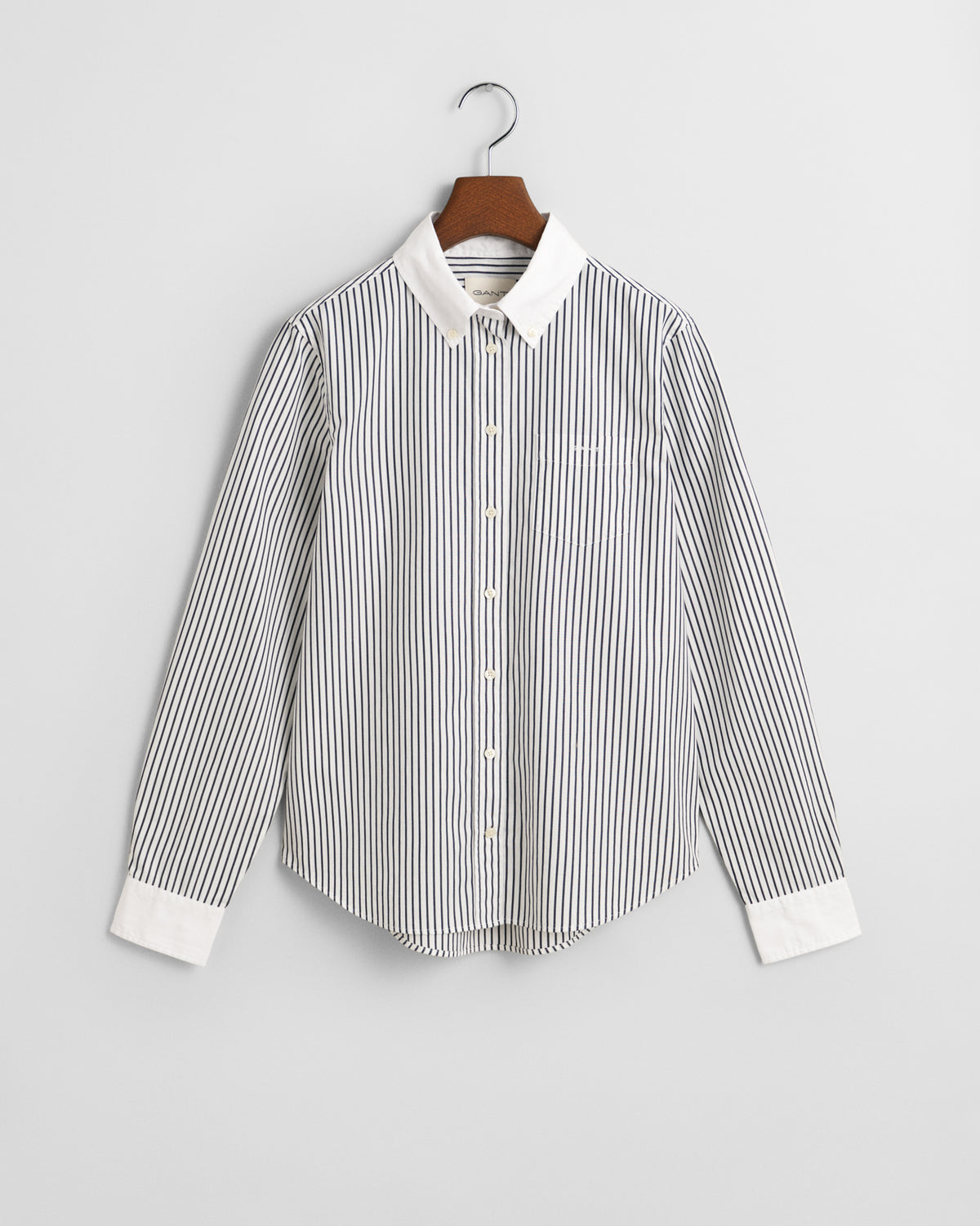 CLASSIC BLUE, REG CONTRAST COLLAR STRIPED SHIRT, FLAT-LAY BY GANT AU.