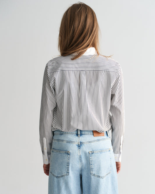 CLASSIC BLUE, REG CONTRAST COLLAR STRIPED SHIRT, BACK-VIEW BY GANT AU.
